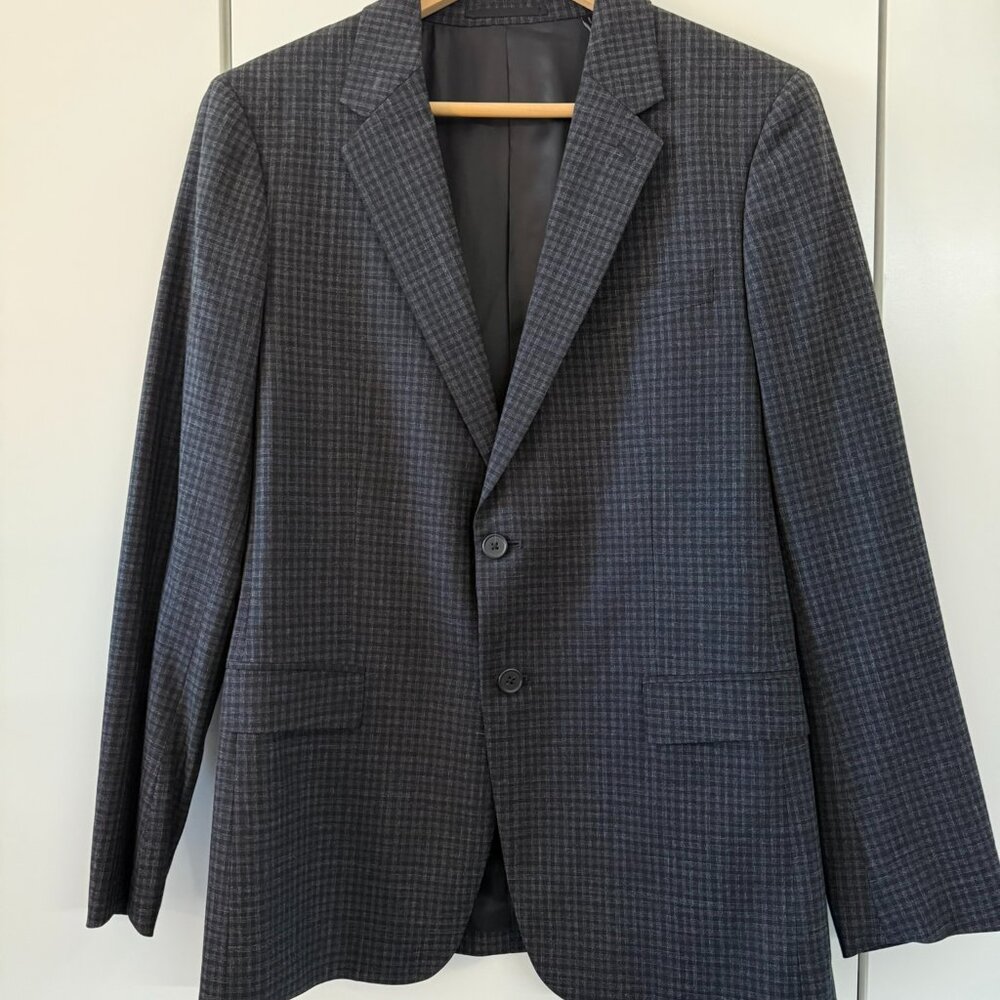 Theory Grey Suit Set In Charcoal Check Wool-Cotton - image 1